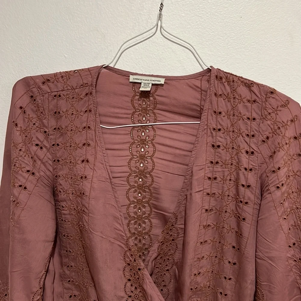 American Eagle pink rose top size:XS - Picture 2 of 7